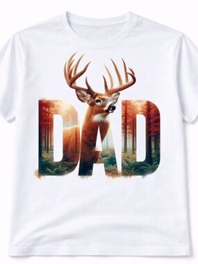 Deer Dad Western Graphic T Shirt Trendy Boutique Style Tee Mens Gifts White Tops